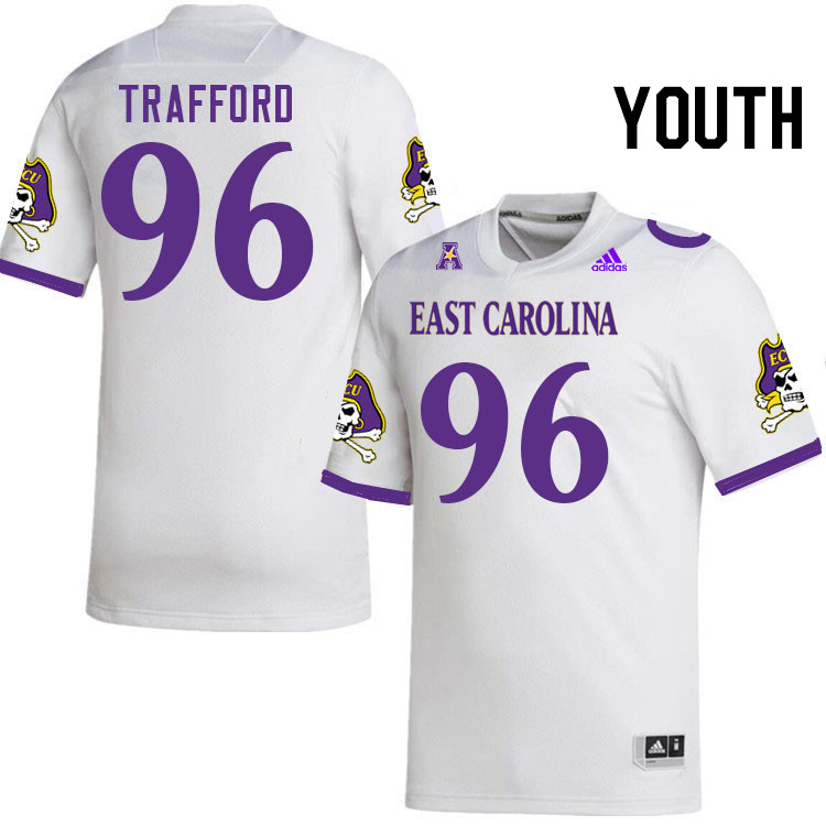 Youth #96 Archer Trafford ECU Pirates College Football Jerseys Stitched Sale-White